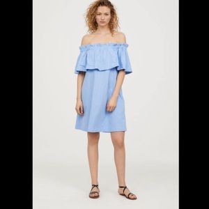 H&M blue off should dress, size S